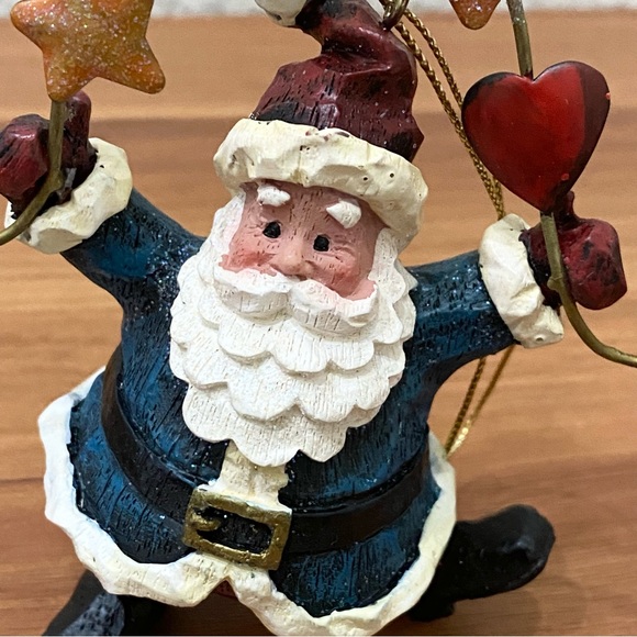 Vintage Whimsical Santa Hearts & Stars Christmas Tree Ornament - Picture 4 of 10